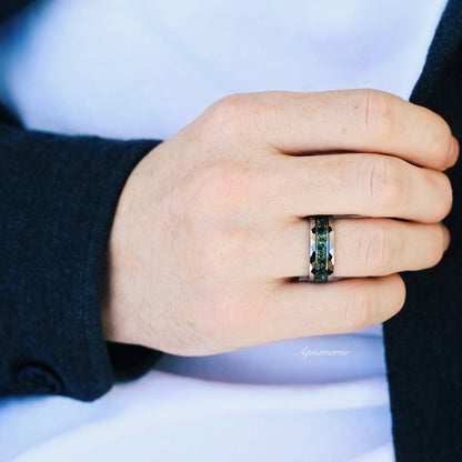 Faye Green Moss Agate Couples Ring Set