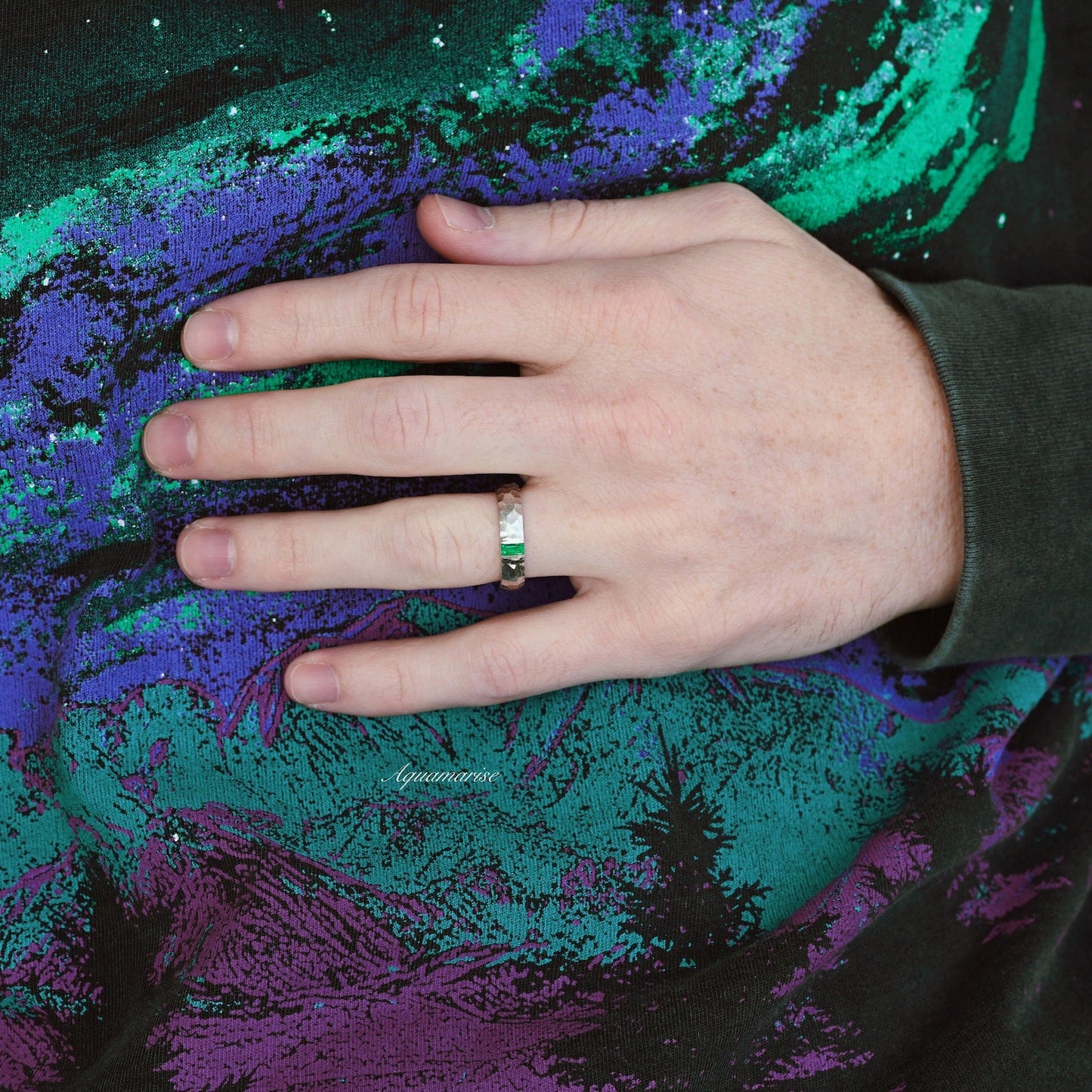 Emerie Simulated Diamond & Emerald Couples Ring Set