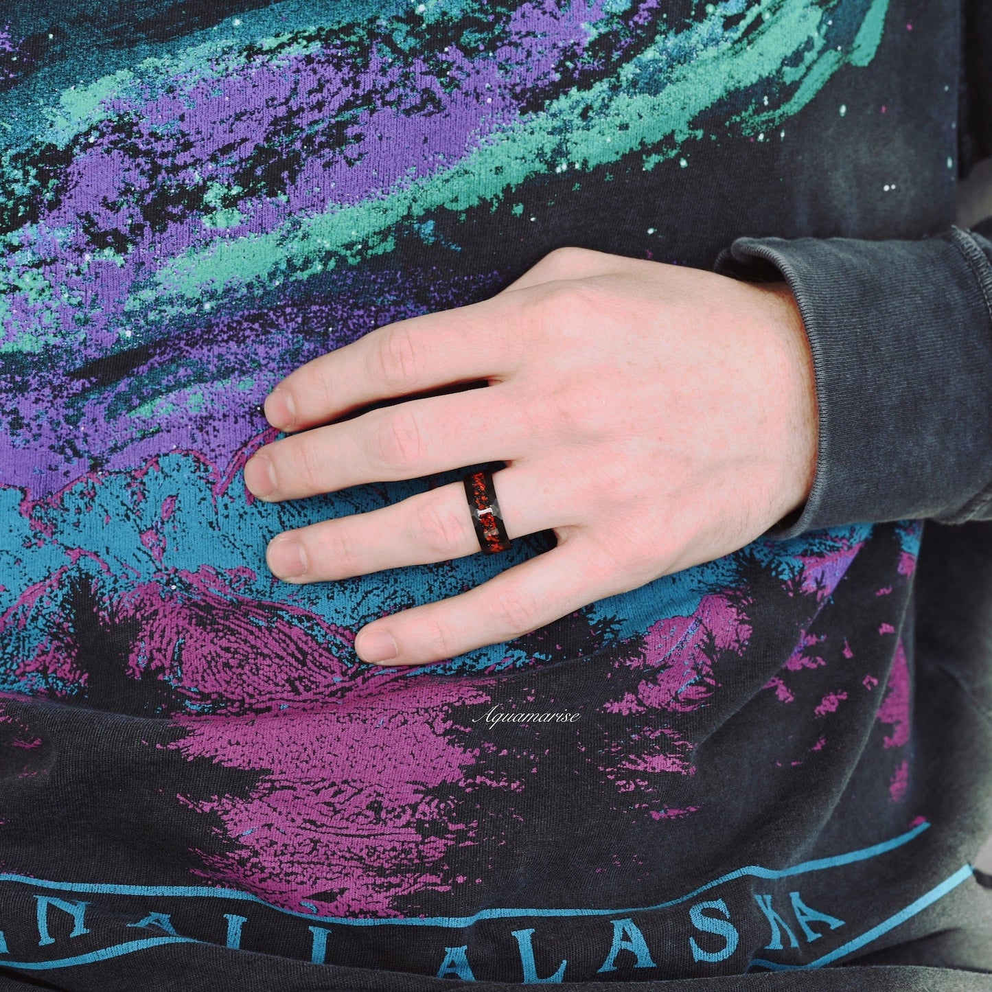 Natural Garnet & Red Fire Opal Couples Ring Set