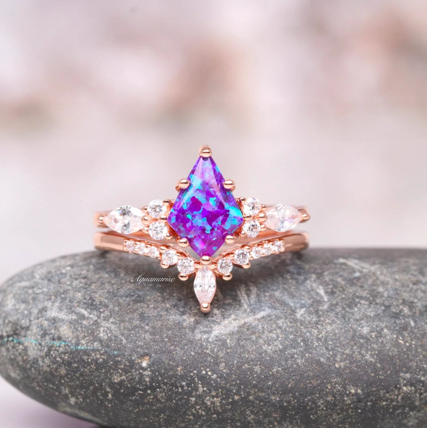 Skye Kite® Purple Fire Opal Couples Ring Set
