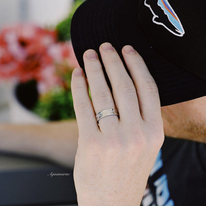 Moss Agate Leaf Couples Ring Set