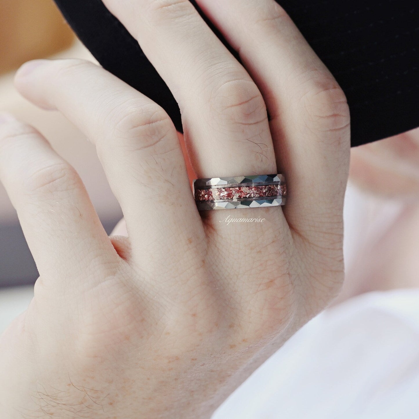 Fireworks Cut Morganite & Moonstone Leaf Couples Ring Set