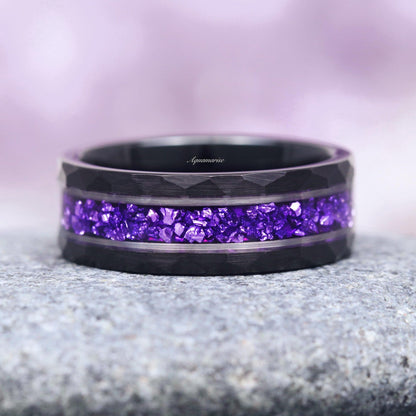Feyra Amethyst & Simulated Diamond Couples Ring Set