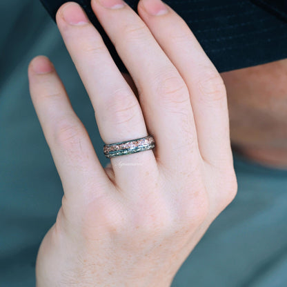 Adeline Unique Fireworks Cut Morganite Couples Ring Set