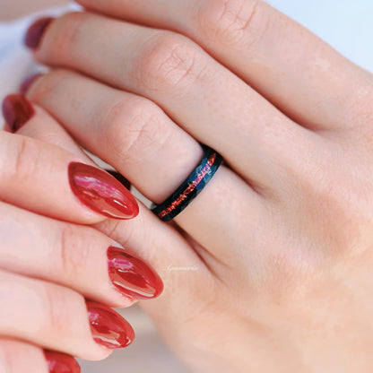 Crushed Red Garnet Couples Ring Set