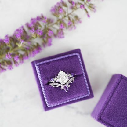 Feyra Amethyst & Simulated Diamond Couples Ring Set