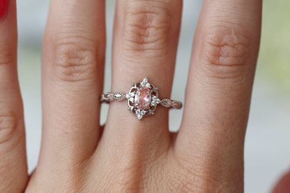 Vintage Morganite Couples Ring Set