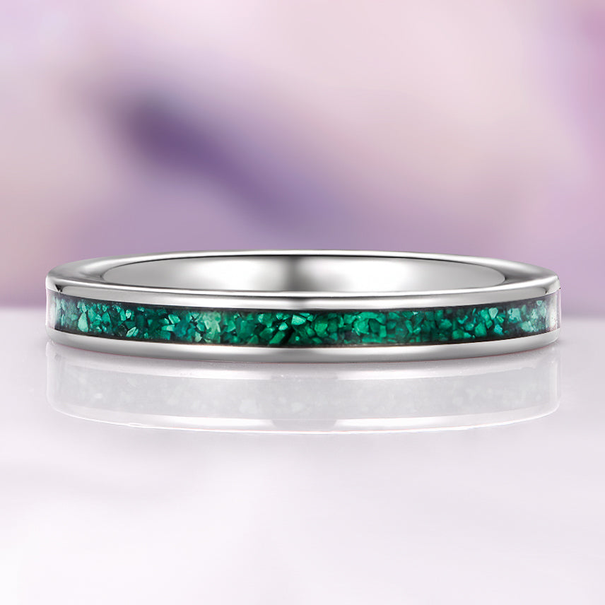 Natural Malachite Minimalist Couples Ring Set
