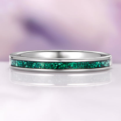 Natural Malachite Minimalist Couples Ring Set
