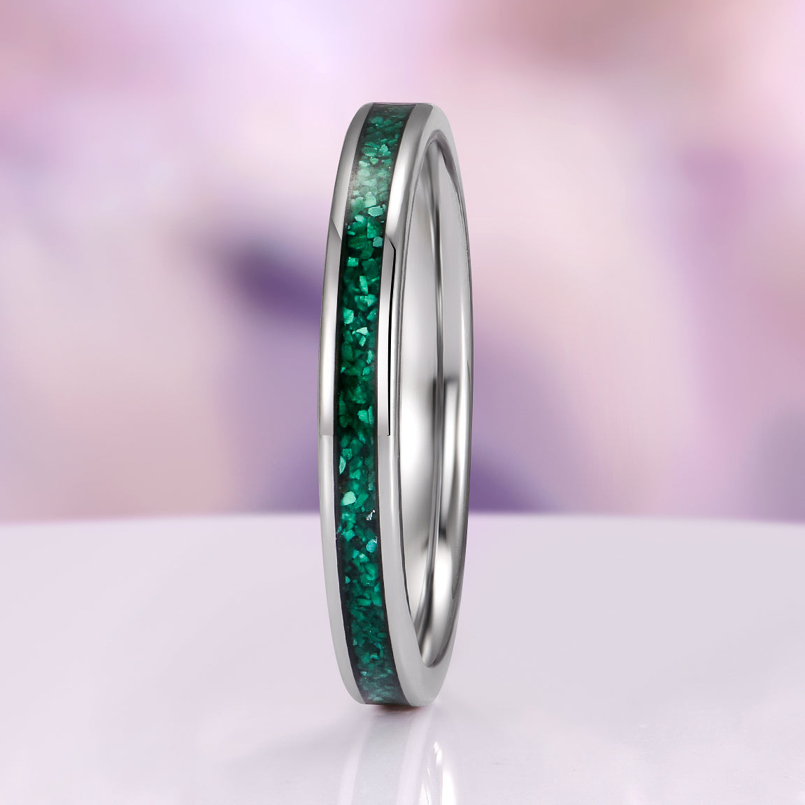 Natural Malachite Minimalist Couples Ring Set