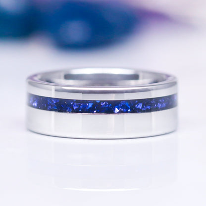 Fantasy Shield Cut Sapphire Leaf Couples Ring Set